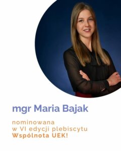 Zdjęcie portretowe Marii Bajak z podpisem o nominacji